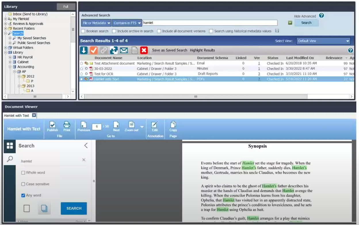 FileHold Express OCR functionality