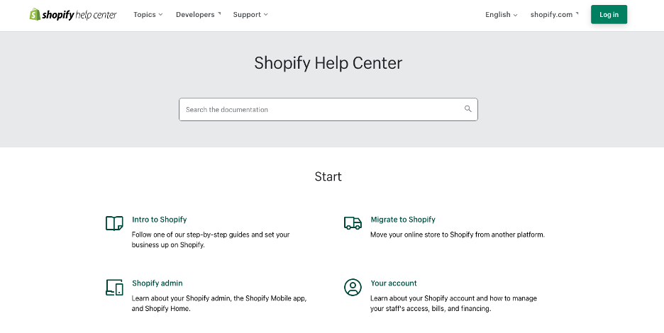 Shopify help center